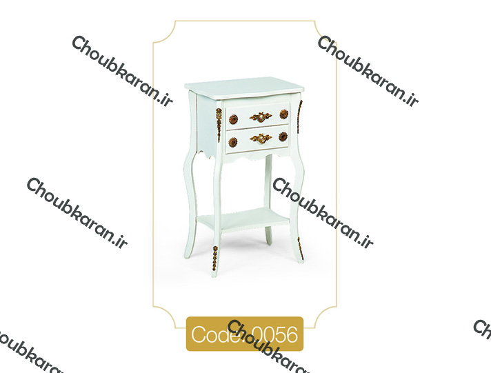 میز تلفن مدل 0056 نگین چوب صفحه MDF پایه چوب رنگی