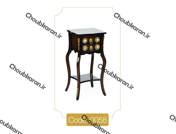 میز تلفن مدل 0058 نگین چوب صفحه MDF پایه چوب رنگی