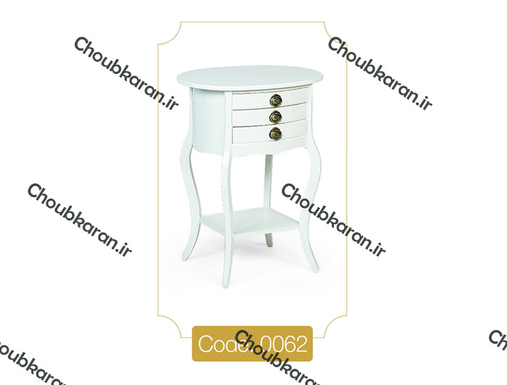 میز تلفن مدل 0062 نگین چوب صفحه MDF پایه چوب رنگی