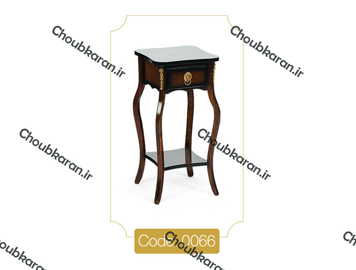 میز تلفن مدل 0066 نگین چوب صفحه MDF پایه چوب رنگی