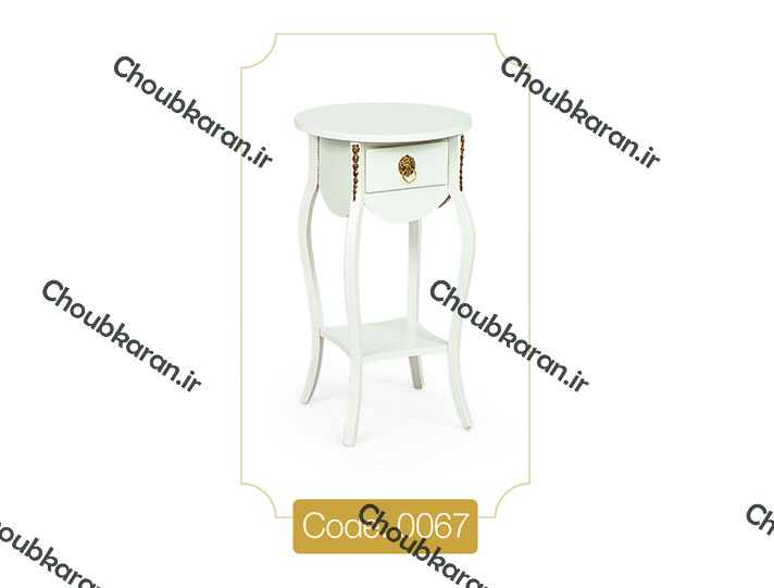 میز تلفن مدل 0067 نگین چوب صفحه MDF پایه چوب رنگی