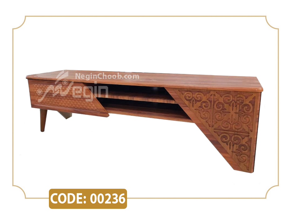 خرید میز تلویزیون کژال مدل 00236 ام دی اف وکیوم پایه پلیمری