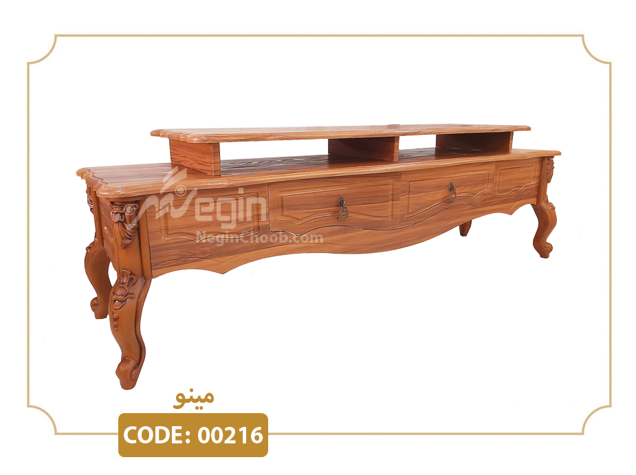خرید میز تلویزیون مینو مدل 00216 ام دی اف وکیوم پایه پلیمری